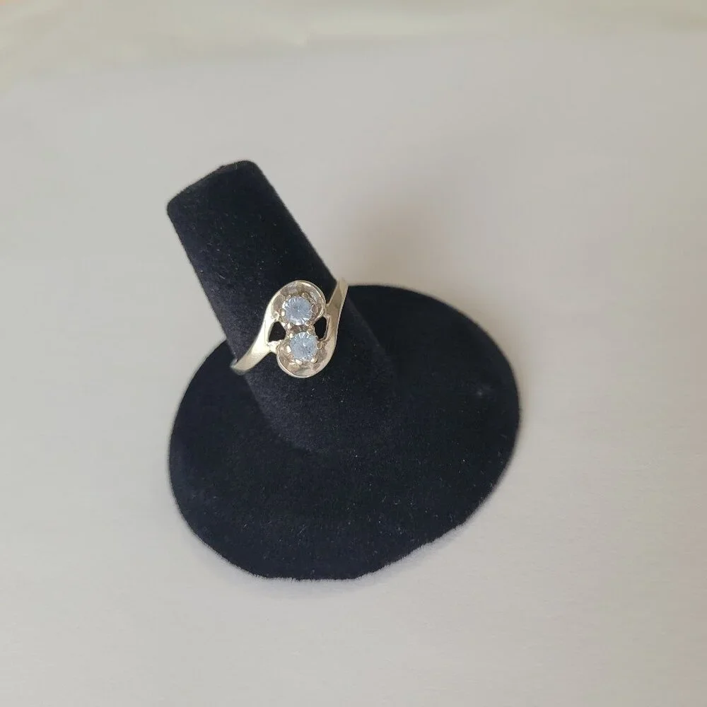 1960s Blue Topaz Ring 10k Vintage White Gold Dason December Birthstone - Picture 3 of 15